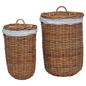 vidaXL Wasmand 2 pcs Bruin Kubu Rattan