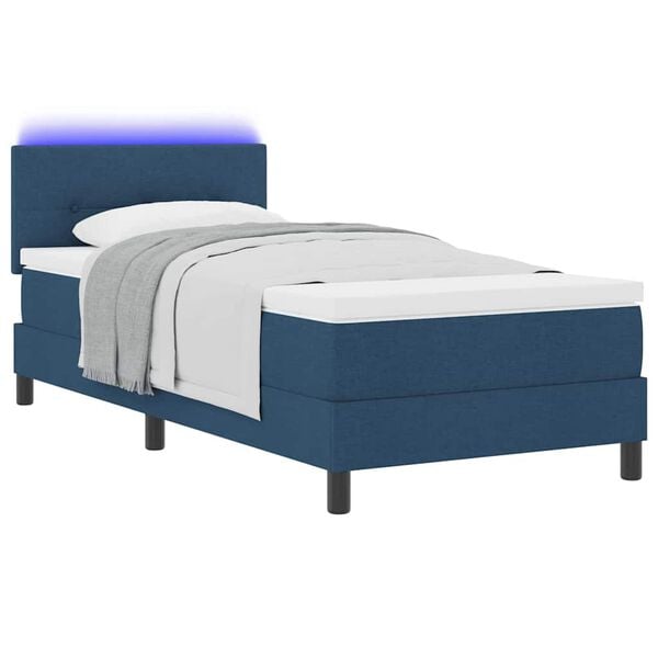 vidaXL Boxspring bed met matras met LED Blauw 80 x 200 cm Stof
