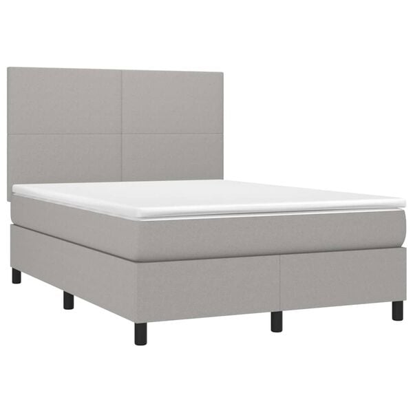 vidaXL Boxspring met matras stof lichtgrijs 140x200 cm