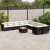 vidaXL 11-delige Loungeset met kussens poly rattan zwart