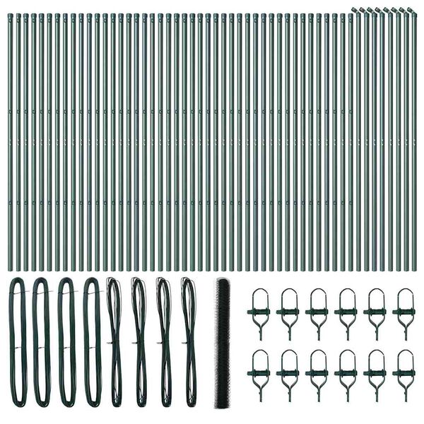 vidaXL Afrasteringspaal Groen 100 x 1,6 m (36 mm gaas) Staal en PVC