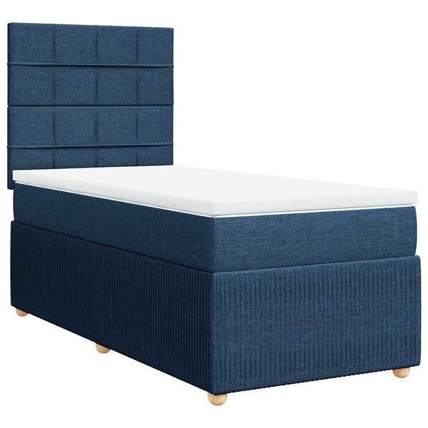 vidaXL Boxspring met matras stof blauw 90x200 cm