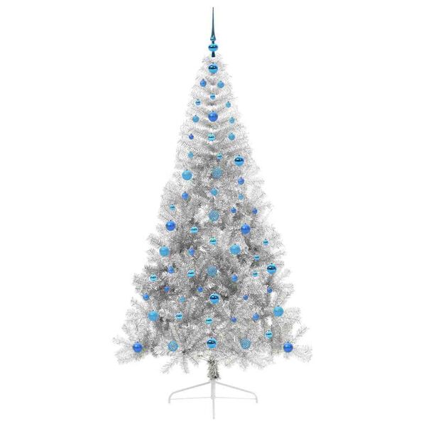 vidaXL Kunstmatig Voorverlicht Kerstboom met 300 LED Zilver 210 cm PET