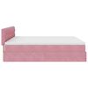 vidaXL Ottoman bed met matrassen en LED's 160x200cm fluweel roze