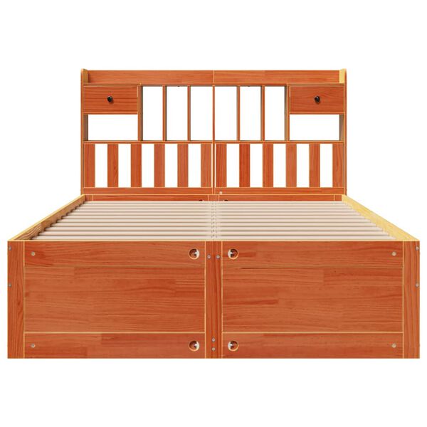 vidaXL Bed met boekenkast zonder matras grenenhout wasbruin 160x200 cm
