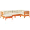 vidaXL 6-delige Loungeset met kussens massief grenenhout wasbruin