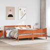 vidaXL Bedframe met hoofdbord massief grenenhout wasbruin 200x200 cm