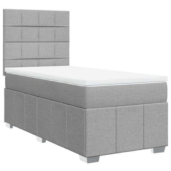 vidaXL Boxspring met matras stof lichtgrijs 90x190 cm