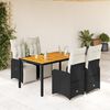 vidaXL 5-delige Bistroset met kussens poly rattan zwart