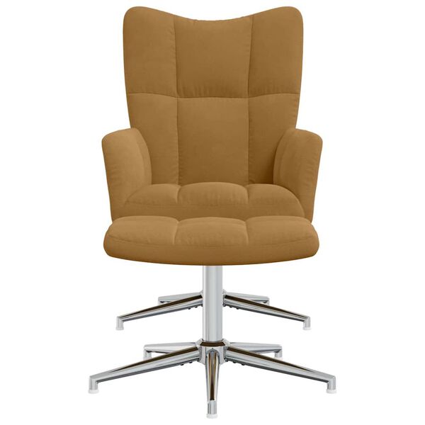 vidaXL Relaxstoel met voetenbank fluweel bruin