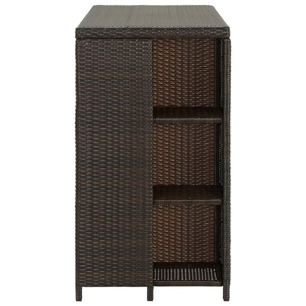 vidaXL Bartafel met opbergrek 120x60x110 cm poly rattan bruin