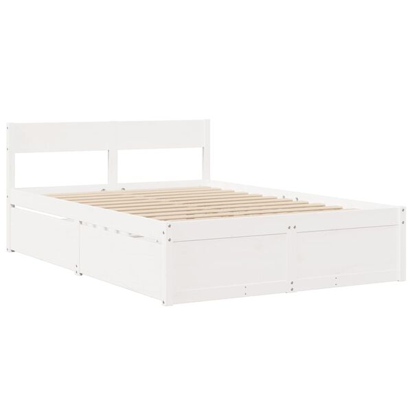 vidaXL Bedframe zonder matras massief grenenhout wit 120x200 cm