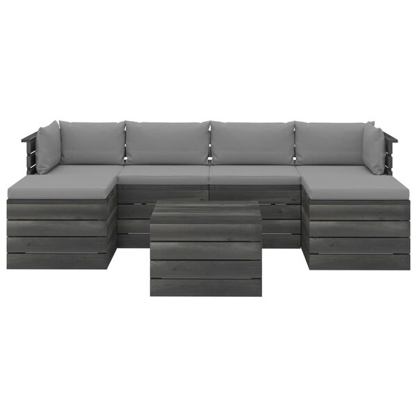 vidaXL 7-delige Loungeset met kussens pallet massief grenenhout