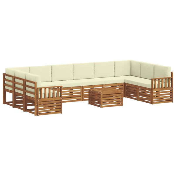 vidaXL Sofa-Sets 11 pcs Natuurlijk en Cr&egrave;me Massief Acaciahout