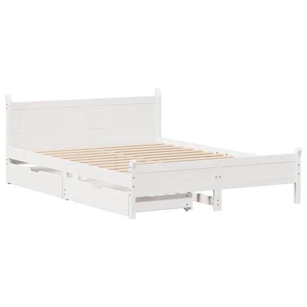 vidaXL Bedframe zonder matras massief grenenhout wit 160x200 cm
