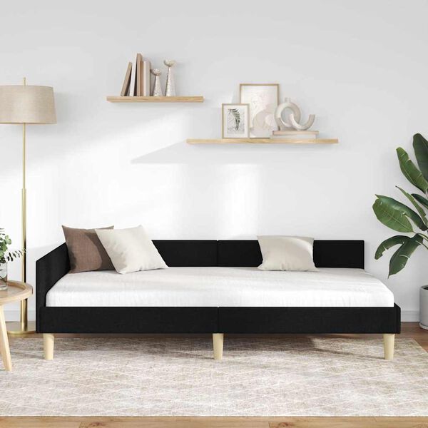 vidaXL Hoekbedframe met hoofdeinde Zwart 90 x 200 cm Stof