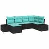 vidaXL Tuin Sofa Set 6 st Zwart en Turquoise poly rattan