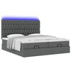 vidaXL Ottoman bed met matrassen en LED's 200x200cm stof donkergrijs