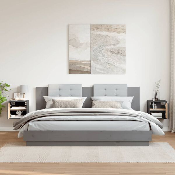 vidaXL Wandkasten 2 st 31,5x30x30 cm massief grenenhout grijs