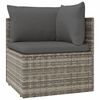 vidaXL 4-delige Loungeset met kussens poly rattan grijs