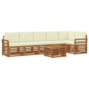 vidaXL Hoekbank Set 7 pcs Natuurlijk en Cr&egrave;me Massief Acaciahout