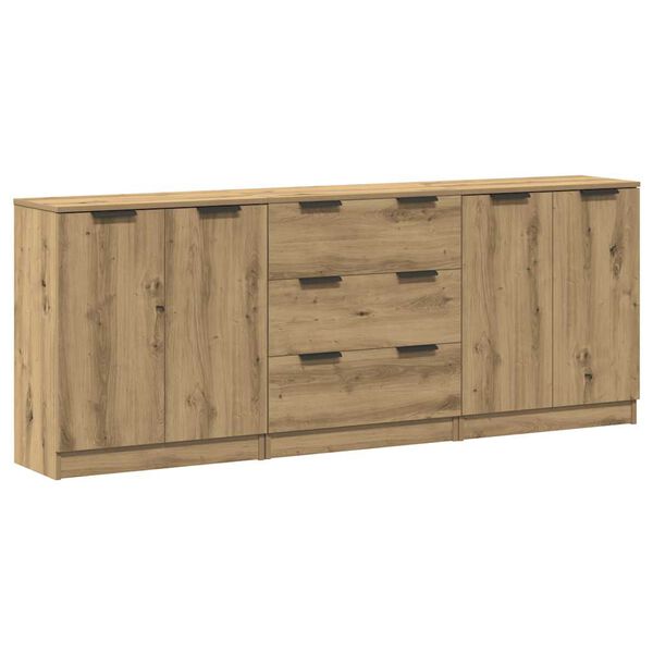 vidaXL Dressoirs 3 st 60x30x70 cm bewerkt hout artisanaal eikenkleurig