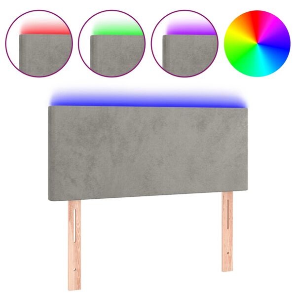 vidaXL Hoofdbord LED 80x5x78/88 cm fluweel lichtgrijs