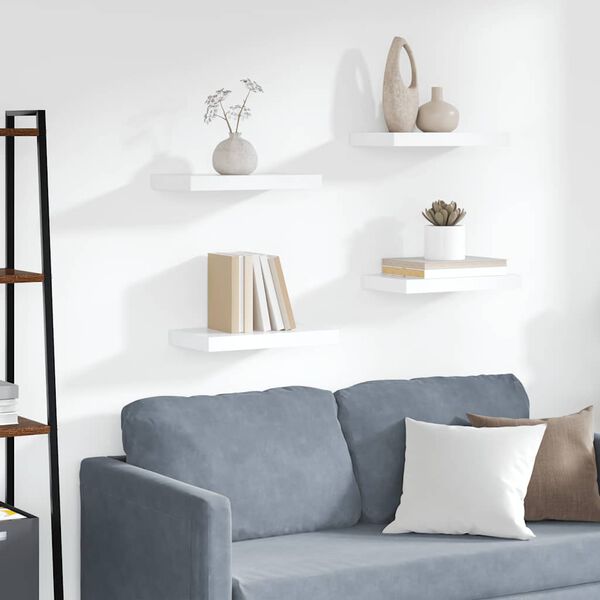 vidaXL Wandschappen zwevend 4 st 40x23x3,8 cm MDF wit