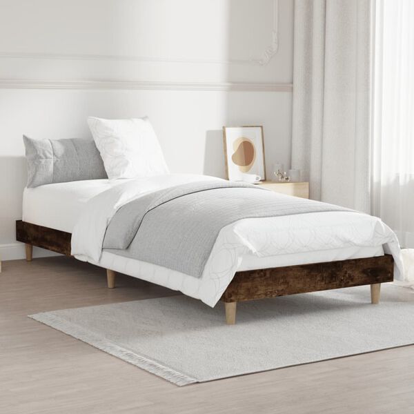 vidaXL Bedframe zonder matras hout gerookt eikenkleurig 75x190 cm