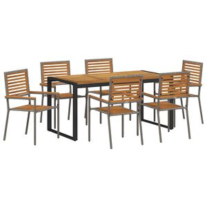 vidaXL Tuin eettafelset 7 st Grijs en Bruin poly rattan