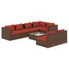 vidaXL 8-delige Loungeset met kussens poly rattan bruin