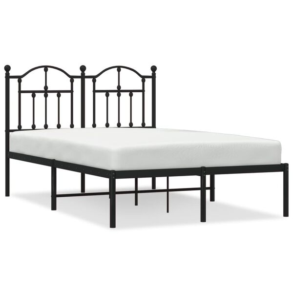 vidaXL Bedframe met hoofdbord metaal zwart 120x200 cm
