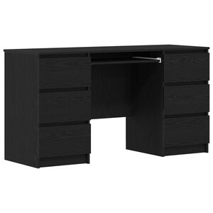 vidaXL Bureau Zwart Eiken Bewerkt hout 140 x 50 x 76 cm