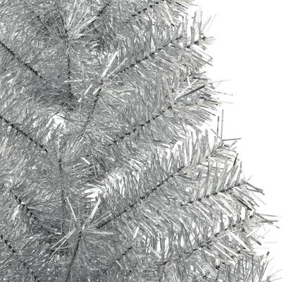 vidaXL Kunstkerstboom half met standaard 120 cm PET zilverkleurig