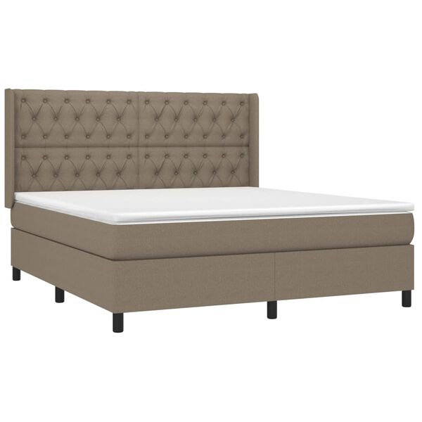 vidaXL Boxspring met matras en LED stof taupe 160x200 cm