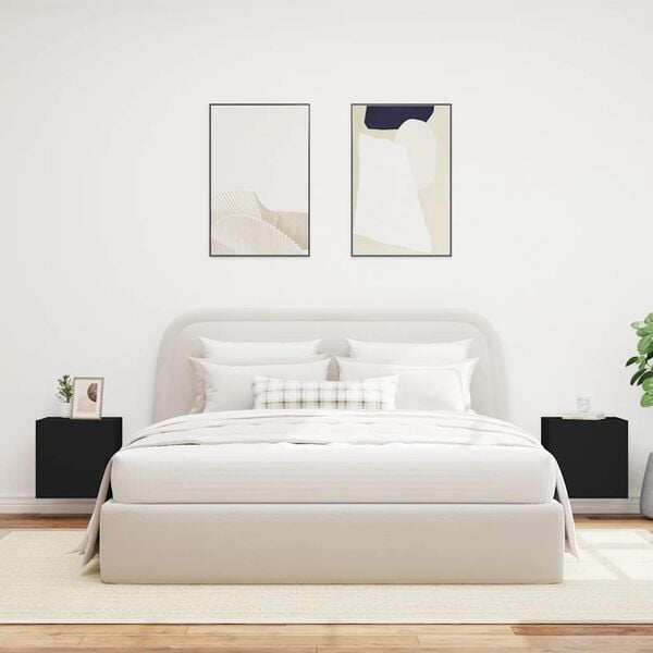 vidaXL Tv-wandmeubelen met LED-verlichting 2 st 40,5x35x40 cm zwart