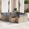 vidaXL 9-delige Loungeset met kussens poly rattan beige