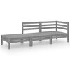 vidaXL 3-delige Loungeset massief grenenhout grijs
