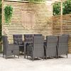 vidaXL 9-delige Tuinset poly rattan grijs