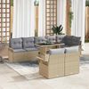 vidaXL Tuin Sofa Set met kussen 9 pcs Beige Poly riet