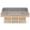 vidaXL 10-delige Loungeset met kussens massief grenenhout