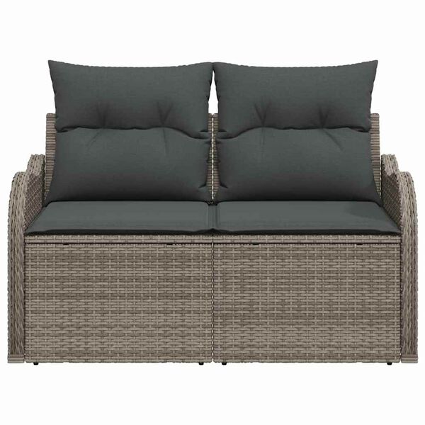 vidaXL Tuinbank met kussen Grijs 121 x 62 x 69cm poly rattan