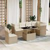 vidaXL 7-delige Loungeset met kussens poly rattan beige