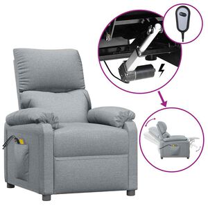 vidaXL Massagestoel elektrisch stof lichtgrijs