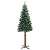 vidaXL Slanke Kerstboom Groen en Wit 210 cm PVC en massief dennenhout