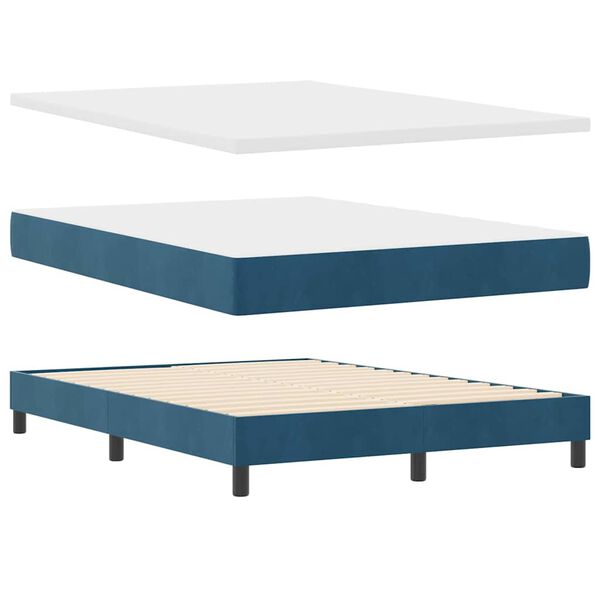 vidaXL Boxspringbed met matras Donkerblauw 160 x 200 cm Fluweel
