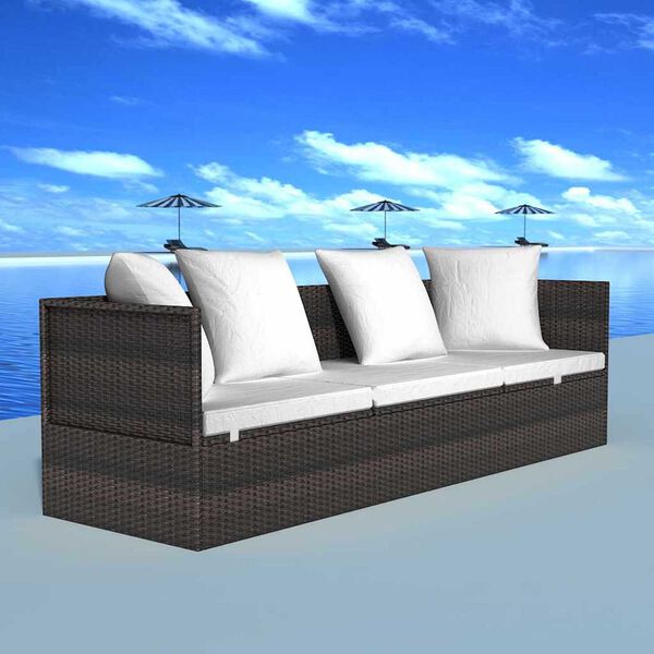 vidaXL Ligstoel Bruin 200 x 60 x 58 cm poly rattan