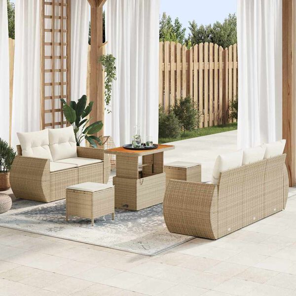 vidaXL Tuinbankenset 8 pcs Beige poly rattan
