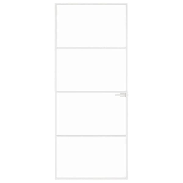 vidaXL Binnendeur 83x201,5 cm gehard glas en aluminium smal wit