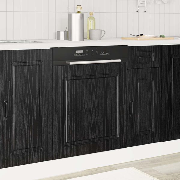vidaXL Keukenkast Kalmar Zwart Eiken 60 x 1,5 x 67 cm Bewerkt hout